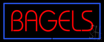 Red Bagels With Blue Border Neon Sign