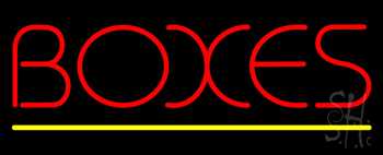 Boxes Yellow Line Neon Sign
