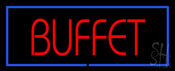 Red Buffet Blue Border Neon Sign