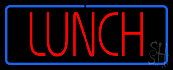 Red Lunch Blue Border Neon Sign