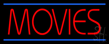Red Movies Blue Lines Neon Sign