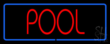 Pool With Blue Border Neon Sign
