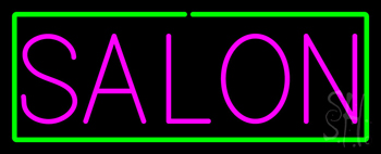 Pink Salon With Green Border Neon Sign