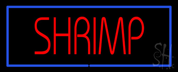 Shrimp Blue Border Neon Sign