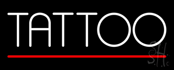 White Tattoo Red Line Neon Sign