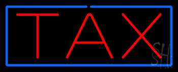 Red Tax Blue Border Neon Sign
