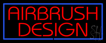 Red Airbrush Design With Blue Border Neon Sign