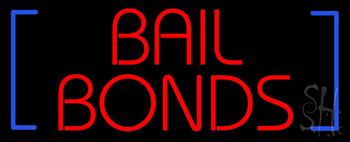 Red Bail Bonds Blue Brackets Neon Sign