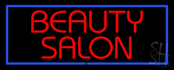 Red Beauty Salon With Blue Border Neon Sign