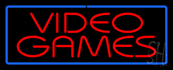 Red Video Games Blue Border Neon Sign