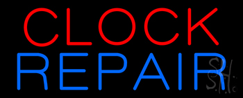 Clock Repair With Blue Border Neon Sign