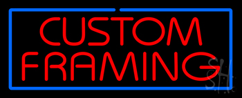 Red Custom Framing Blue Border Neon Sign