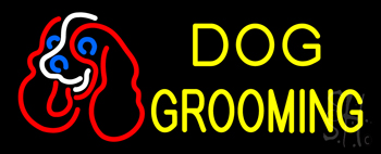 Yellow Dog Grooming With Logo Neon Sign