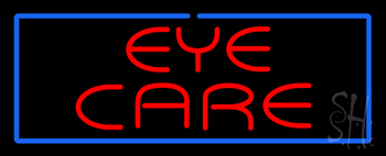 Red Eye Care Blue Border Neon Sign