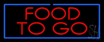 Red Food To Go With Blue Border Neon Sign