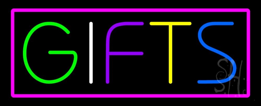 Gifts Rectangle Pink Neon Sign