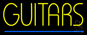 Yellow Guitars Blue Line Neon Sign