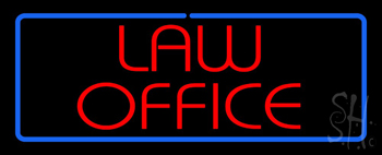 Red Law Office Blue Border Neon Sign
