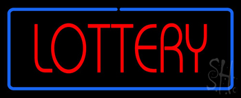 Red Lottery Blue Border Neon Sign