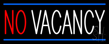 Red No Vacancy White With Blue Lines Neon Sign