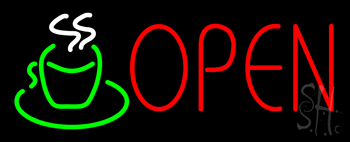 Open Coffee Cup Logo Neon Sign