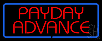 Red Payday Advance With Blue Border Neon Sign