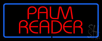 Red Palm Reader Blue Border Neon Sign