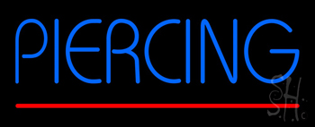 Blue Piercing Red Line Neon Sign