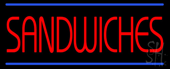 Red Sandwiches Blue Lines Neon Sign