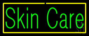 Green Skin Care Yellow Border Neon Sign