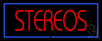 Stereos Blue Border Neon Sign