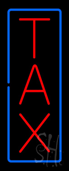 Vertical Red Tax Blue Border Neon Sign