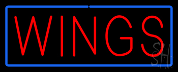Red Wings With Blue Border Neon Sign