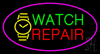 Watch Repair Pink Border Neon Sign