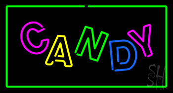Candy Rectangle Green Neon Sign