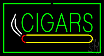 Green Cigars With Green Border Neon Sign