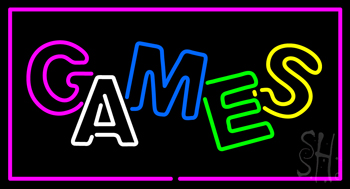 Games Rectangle Purple Neon Sign