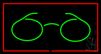 Glasses Logo Rectangle Red Neon Sign