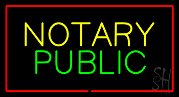 Yellow Notary Public Neon Sign