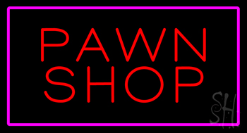 Red Pawn Shop Pink Border Neon Sign