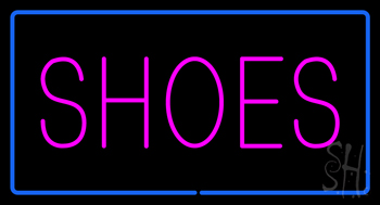 Shoes Rectangle Blue Neon Sign