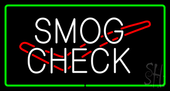 Smog Check Logo Green Rectangle Neon Sign