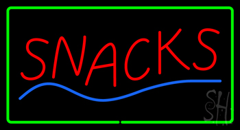 Snacks Green Border Neon Sign