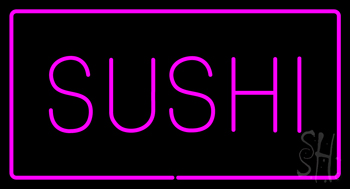 Sushi Rectangle Pink Border Neon Sign