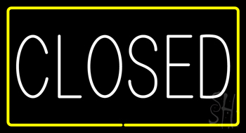 Closed Rectangle Yellow Neon Sign