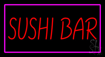 Sushi Bar Rectangle Pink Neon Sign
