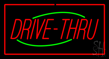Drive Thru Rectangle Red Neon Sign