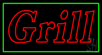 Double Stroke Grill Green Border Neon Sign