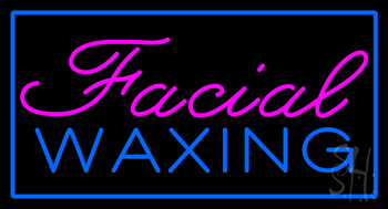 Facial Waxing Rectangle Blue Neon Sign