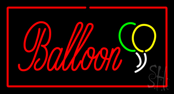 Balloon Rectangle Red Neon Sign